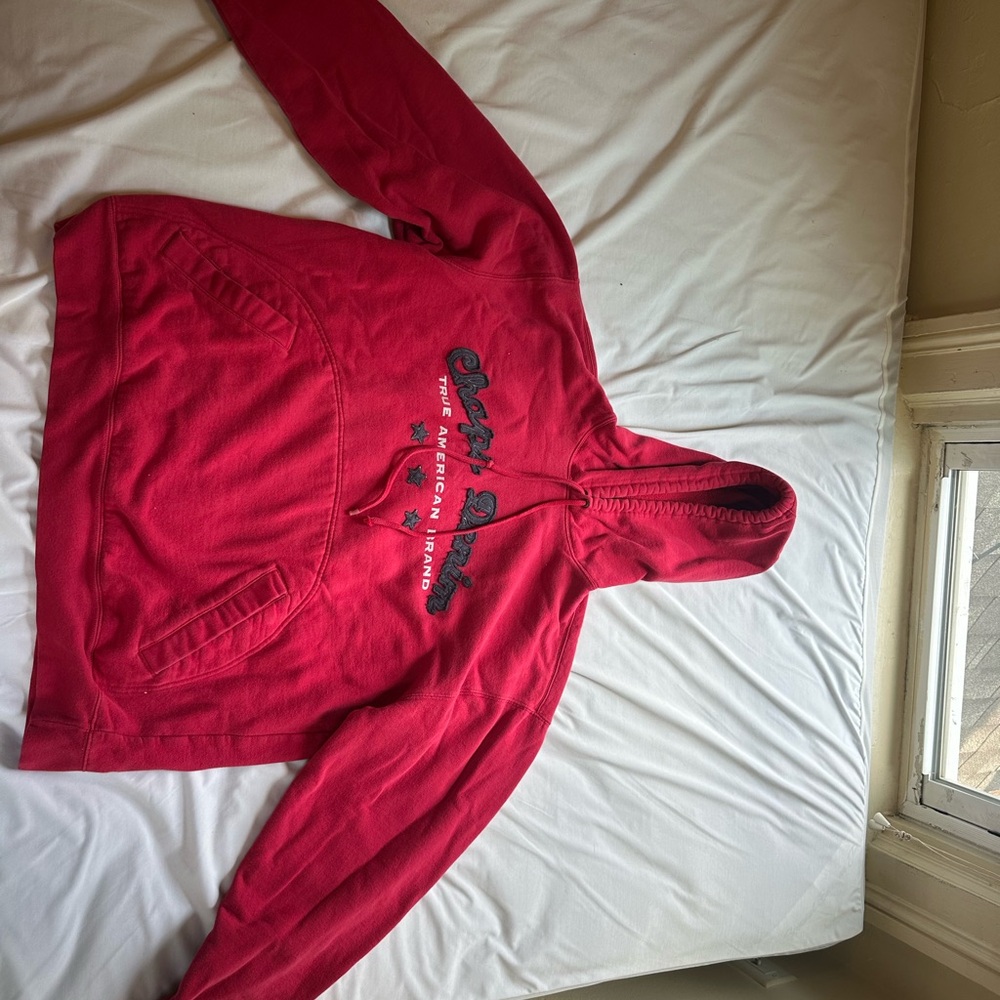 Vibrant Red Hoodie with Graphic Design